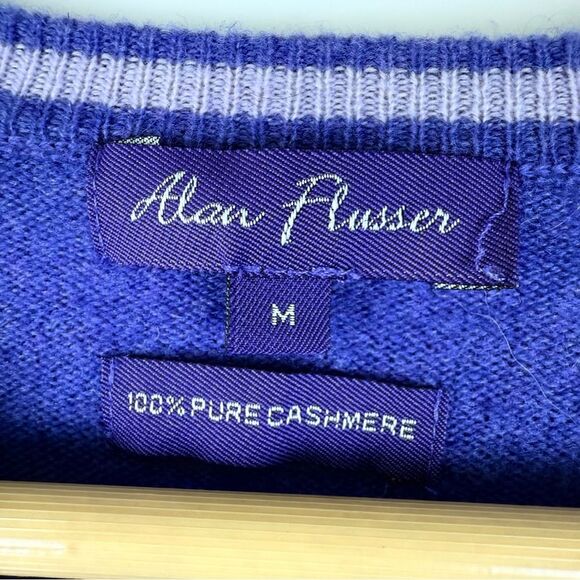 Alan Flusser 100% Cashmere v-neck Sweater Purple Size Medium - Picture 2 of 4
